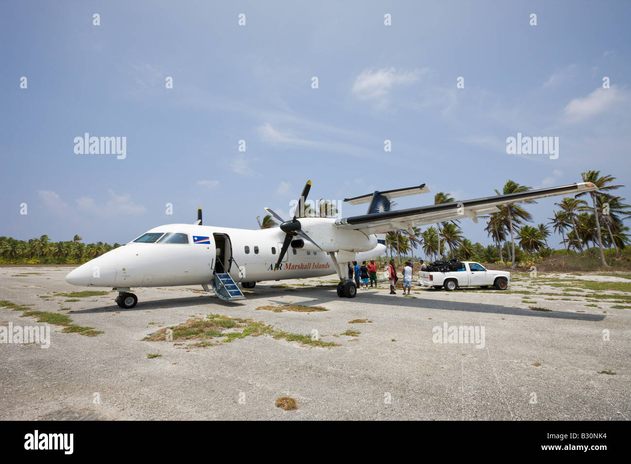 Landebahn auf der benachbarten Insel von Bikini Marshallinseln Bikini Atoll Mikronesien Pazifischen Ozean Stockfoto