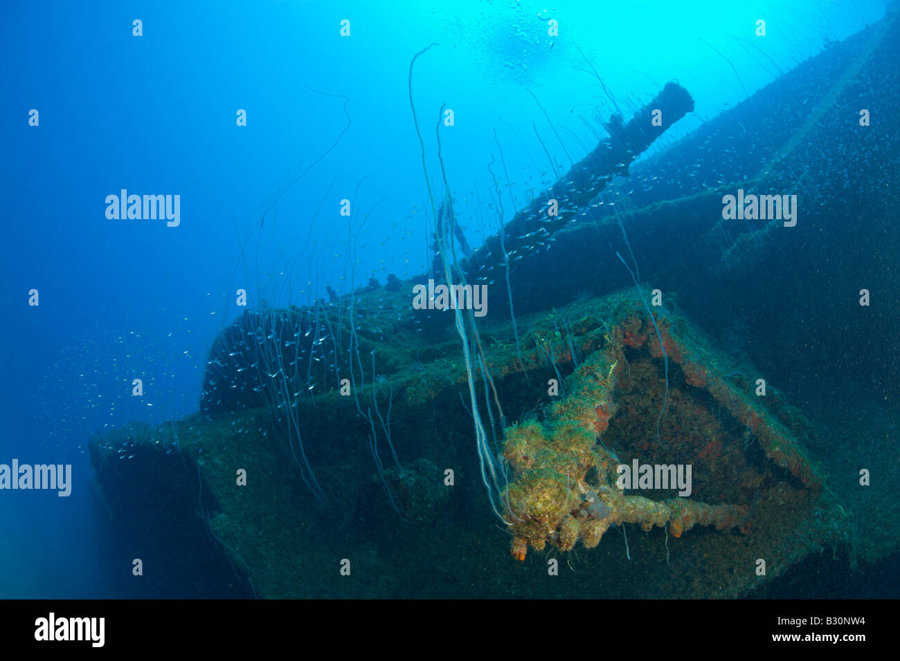 12-Zoll-Geschütz der USS Arkansas Battleship Marshallinseln Bikini Atoll Mikronesien Pazifik Stockfoto