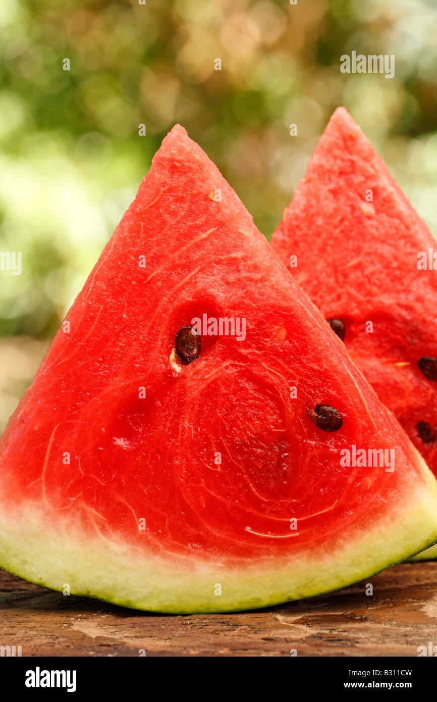 Wassermelone Stück in natürlichen Hintergrund Stockfoto