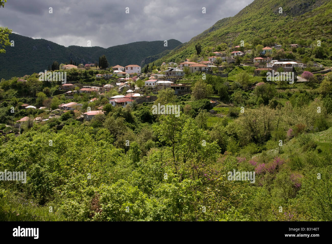 Griechenland-Epirus-Zagorohoria das Dorf Molivdoskepastis Stockfoto