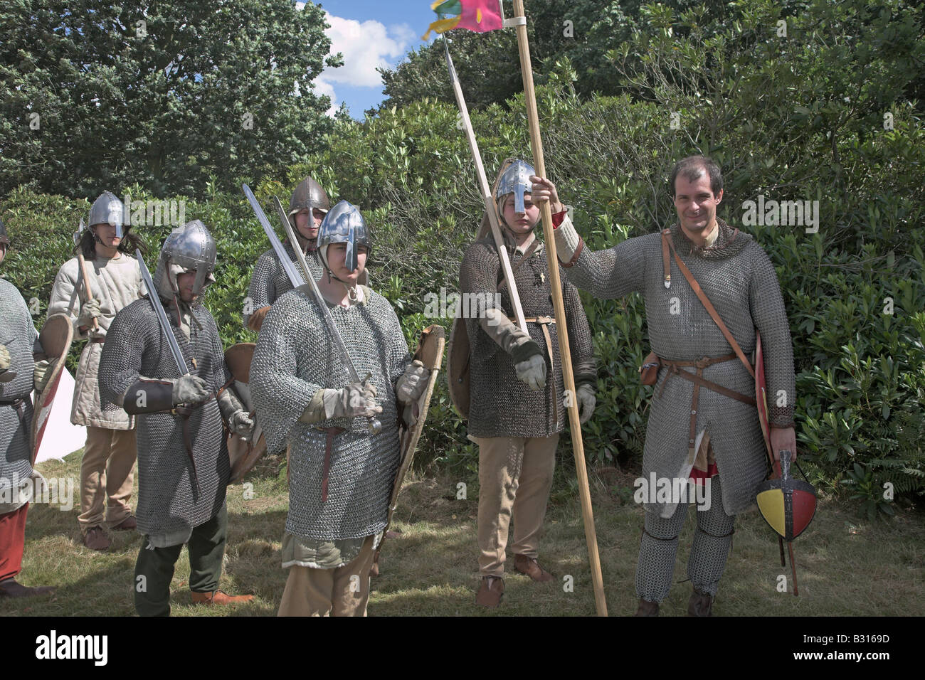 Norman Soldaten bei Living History-Reenactment Stockfoto