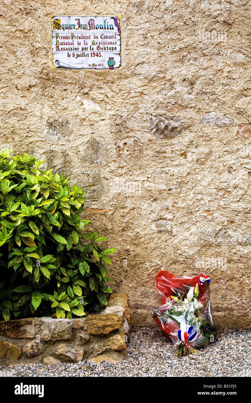 Gedenkstätte für die Opfer des Zweiten Weltkrieges Atrocity, St Guilhem Le Desert, Languedoc-Roussillon, Frankreich Stockfoto