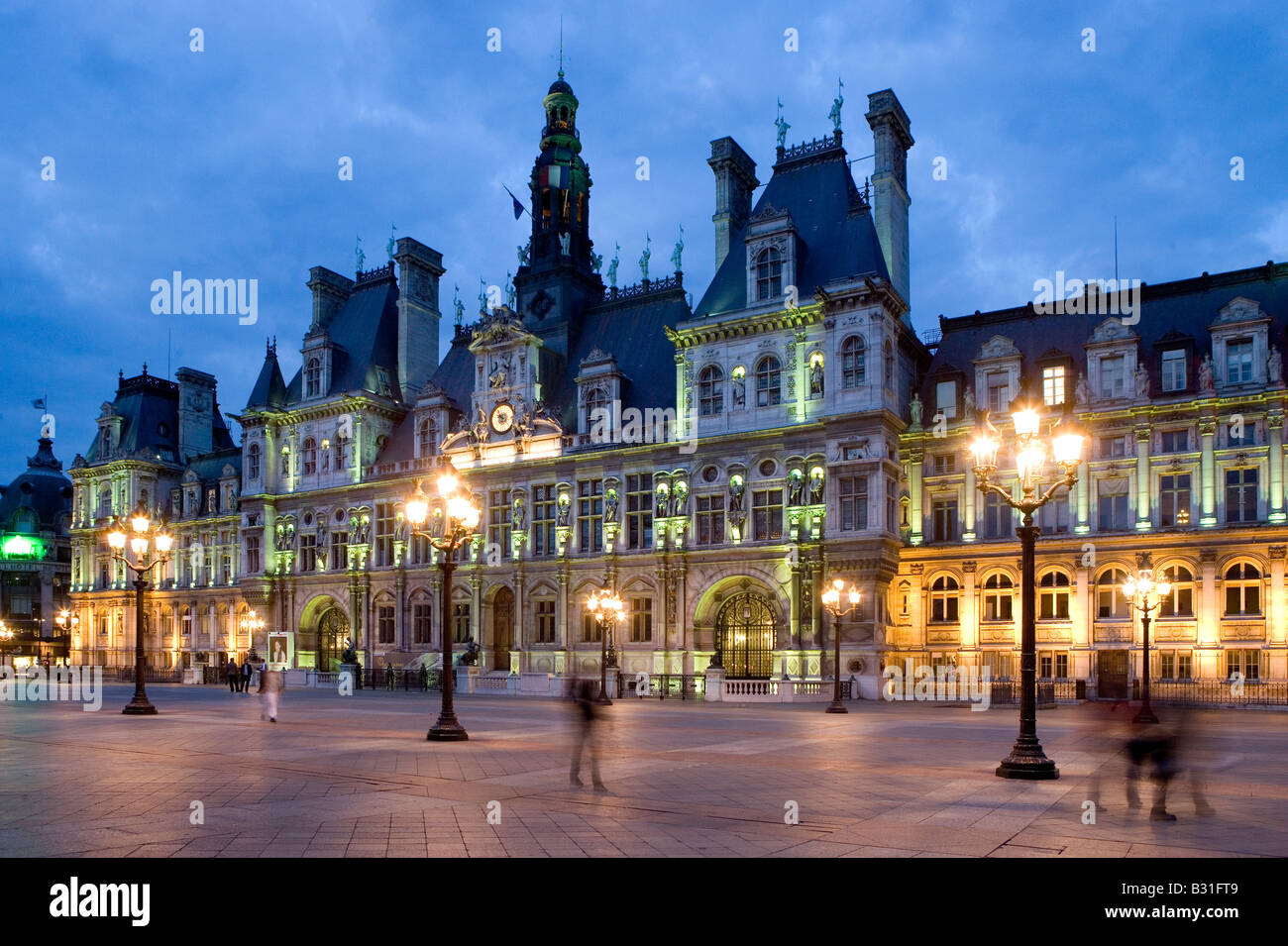 Frankreich, Paris, Rathaus Hotel de Ville in der Nacht Stockfoto