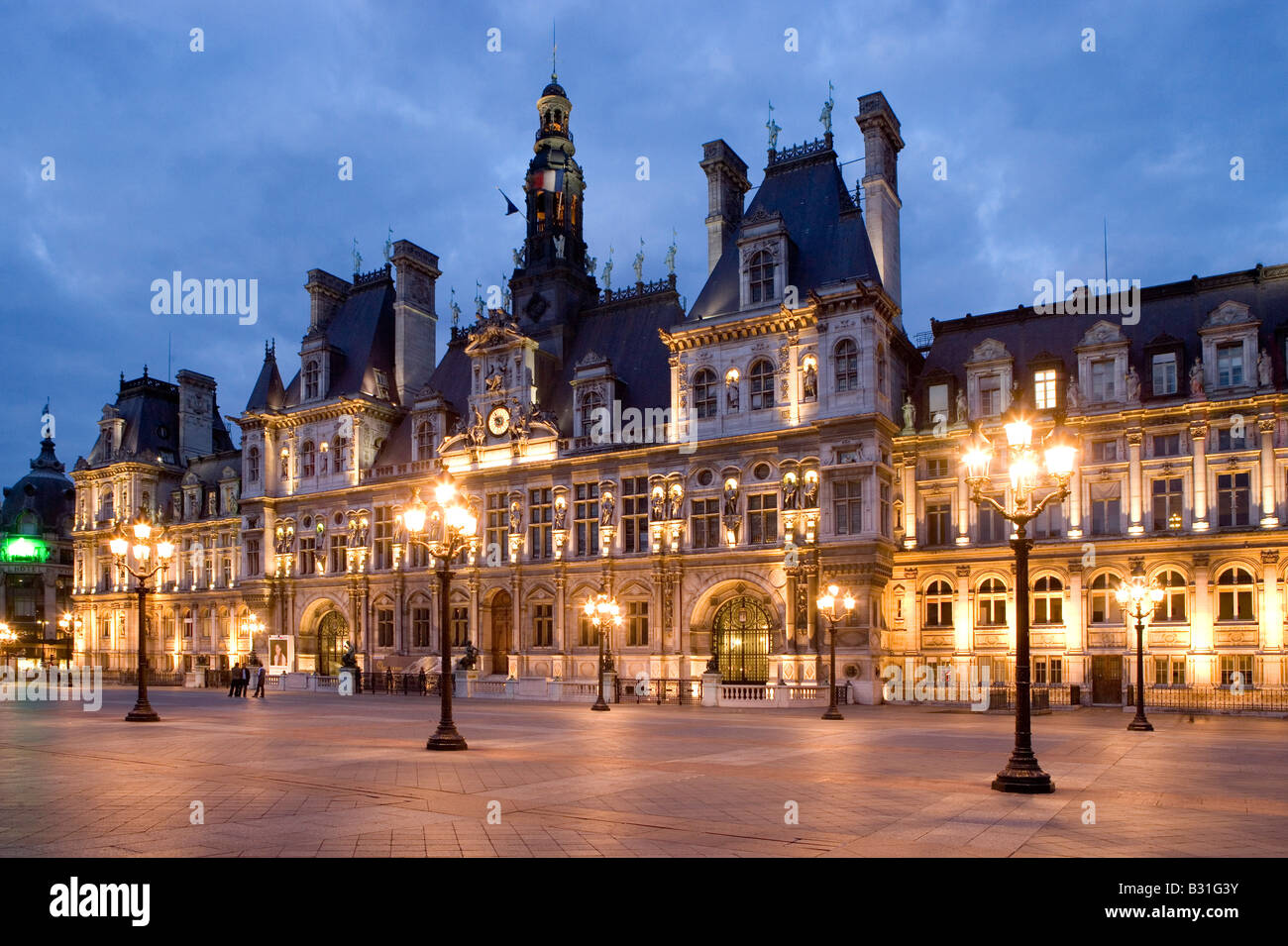 Frankreich, Paris, Rathaus Hotel de Ville in der Nacht Stockfoto
