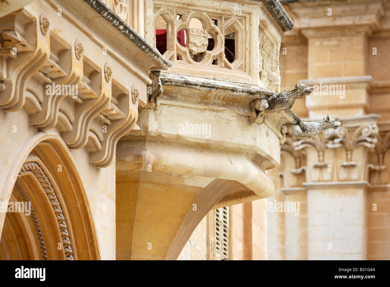 Wasserspeier in Form von Hunden, Mdina, Malta Stockfoto