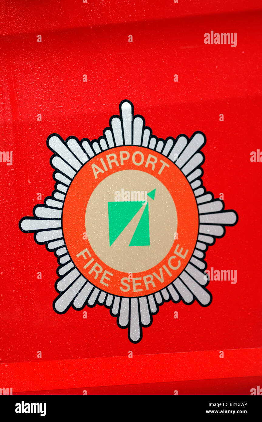 Heathrow Flughafen Feuerwehr Abzeichen logo Stockfoto