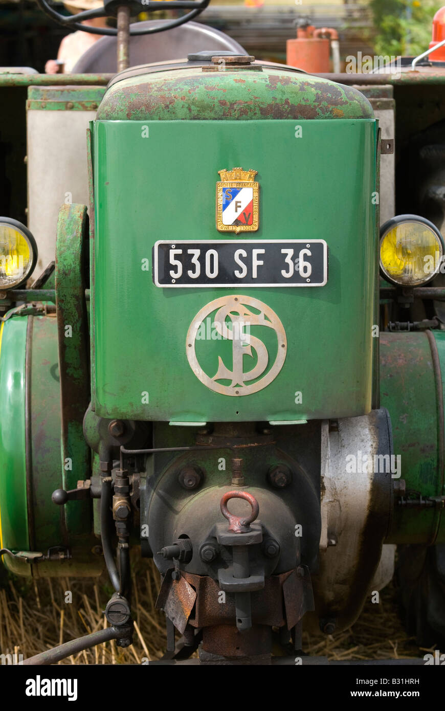 Altfranzösisch SFV Traktor auf landwirtschaftliche Messe, Indre, Frankreich. Stockfoto