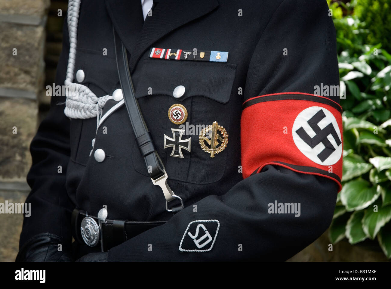 Nahaufnahme von Nazi-Uniform getragen von Teilnehmer in 2008 Haworth 1940 s Wochenende Stockfoto