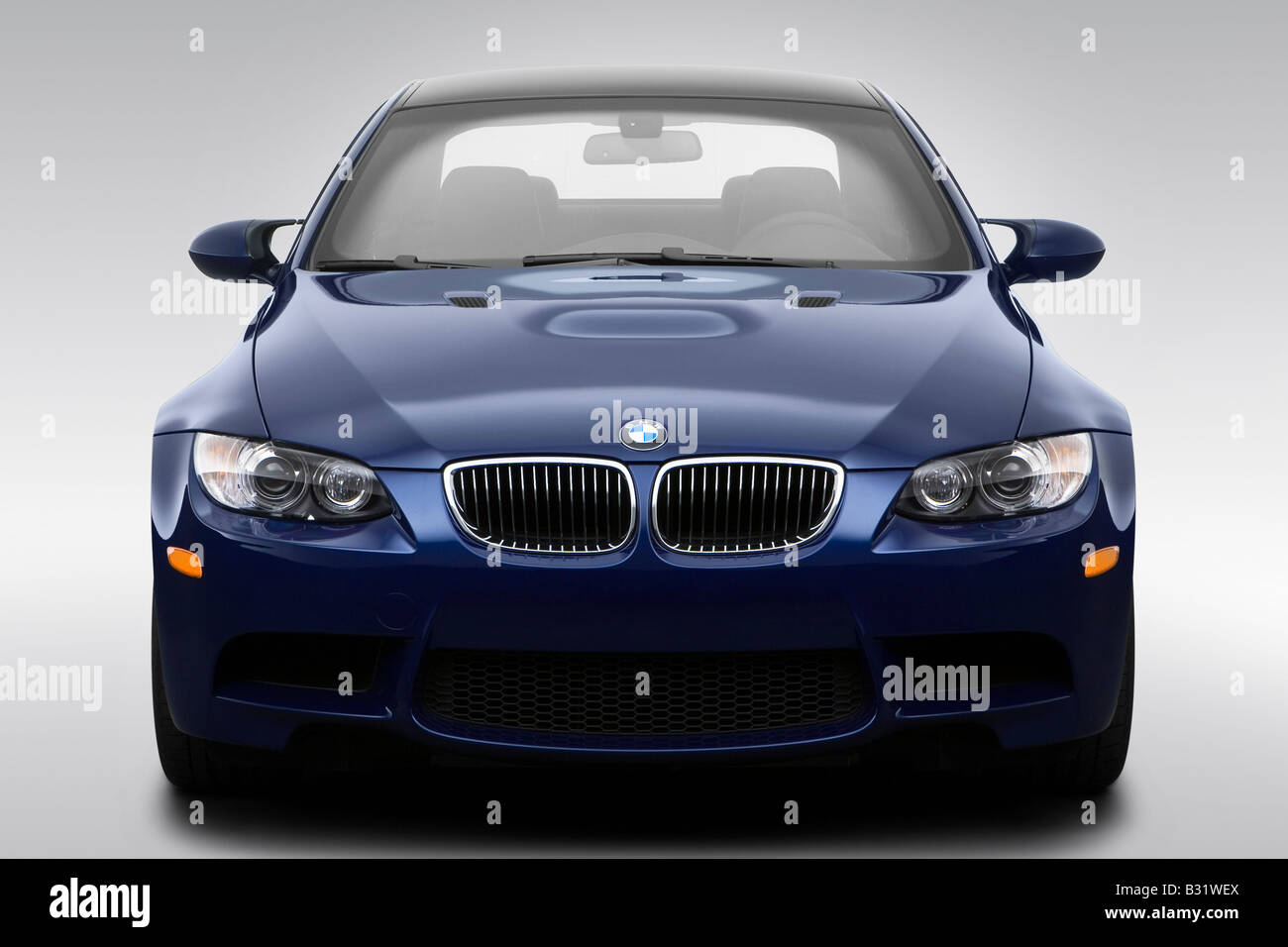 2008 BMW 3er M3 blau - Low/Wide Front Stockfoto