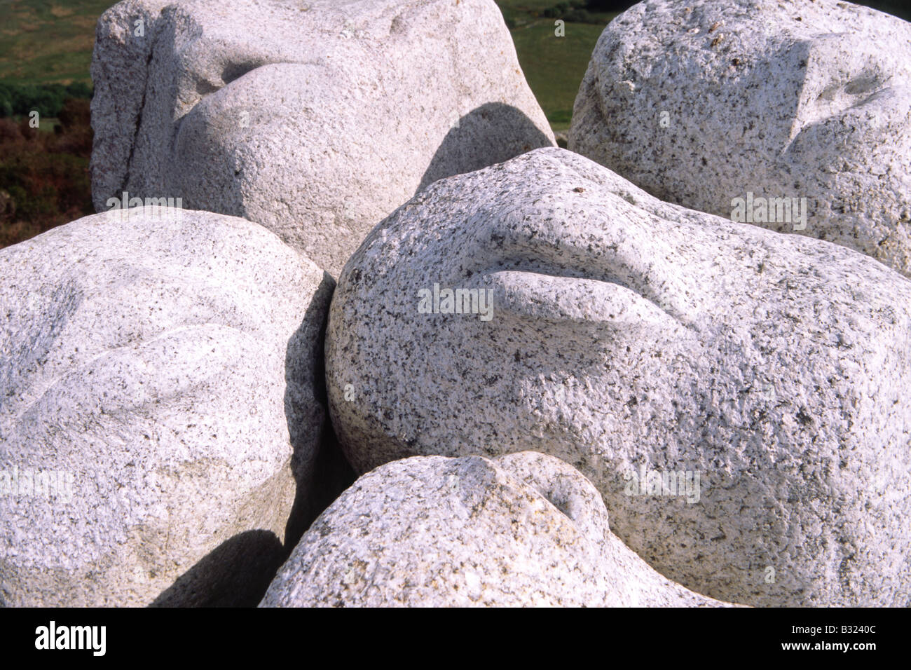 Kunstwerk Matt Baker Skulptur Hush Mund geformt aus Galloway Granit auf der Cairnsmore Scotland UK Stockfoto