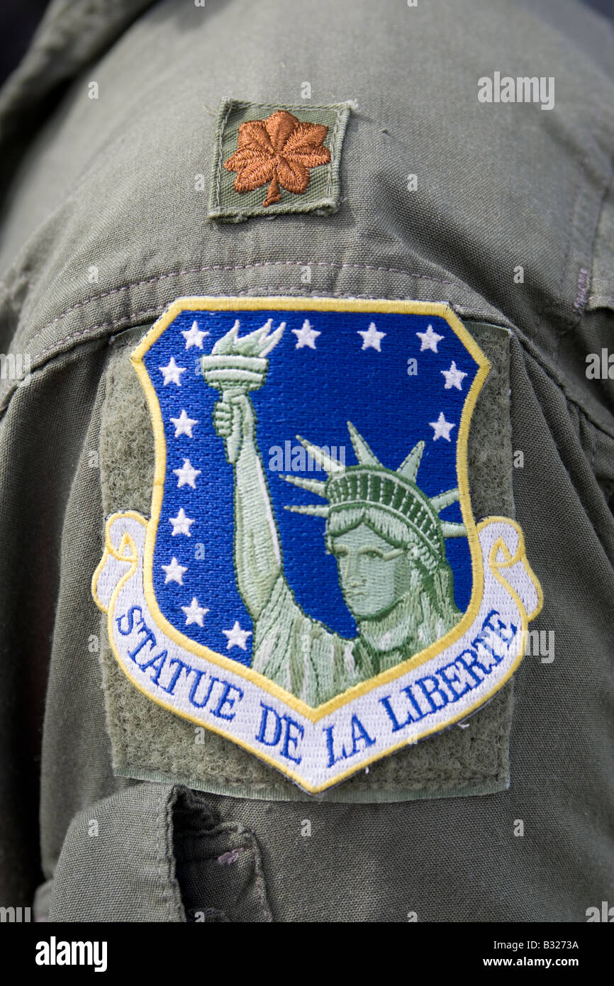 Ein Schulter Abzeichen des Liberty-Flügels der 48th Kämpfer-Flügel von der USAF mit Sitz in RAF Lakenheath in Cambridshire. Stockfoto