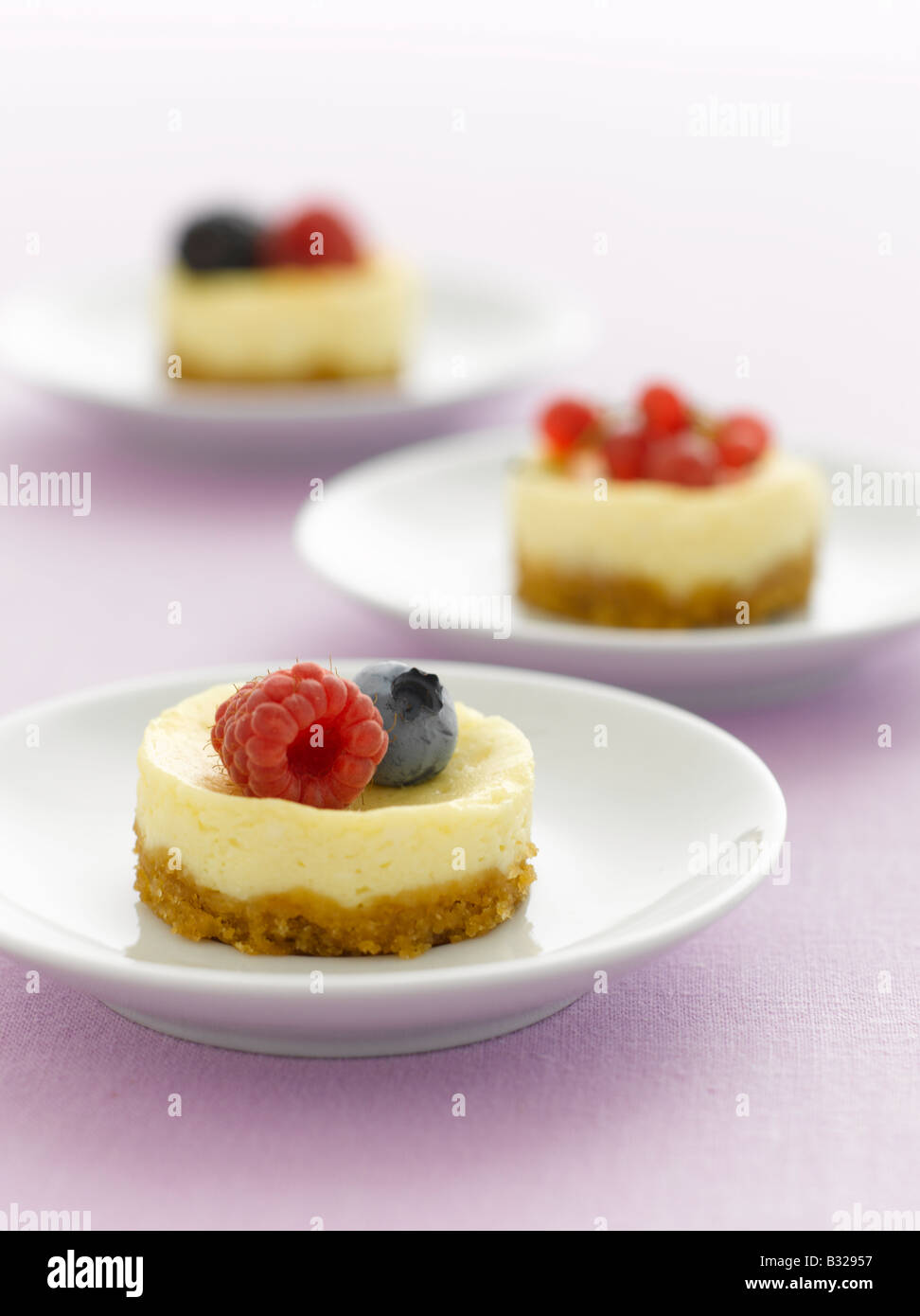 Miniatur-Beere Käsekuchen Dessert Stockfoto