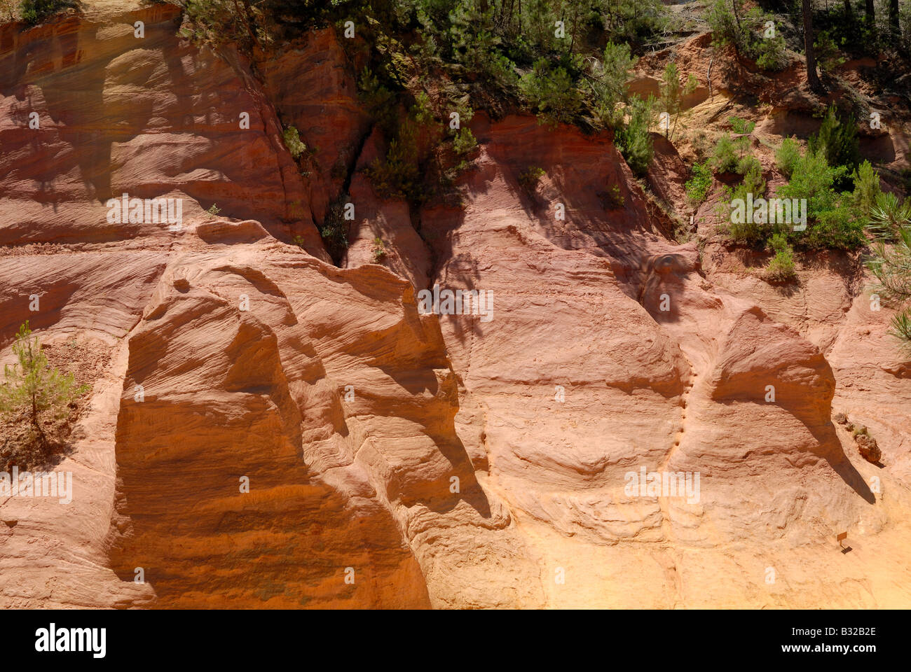 Ocker Berge in Roussillon, Provence Frankreich Stockfoto