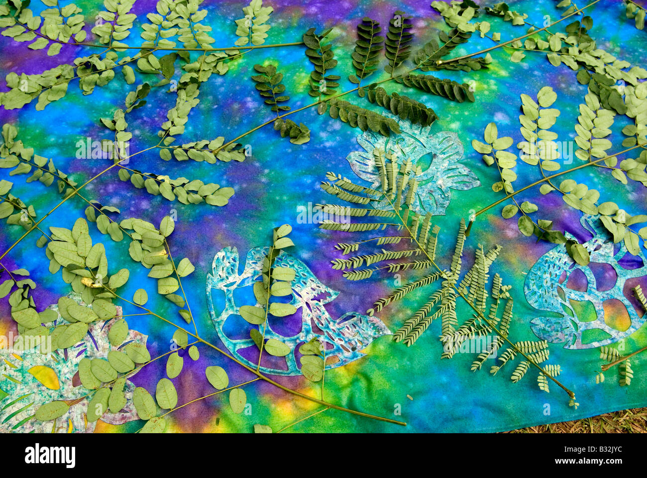 Tie Dye Tuch auf Atiu Cook-Inseln Stockfoto