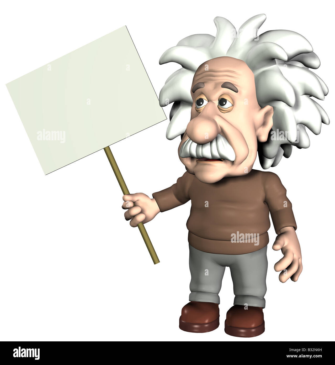 Albert Einstein mit Schild Stockfoto