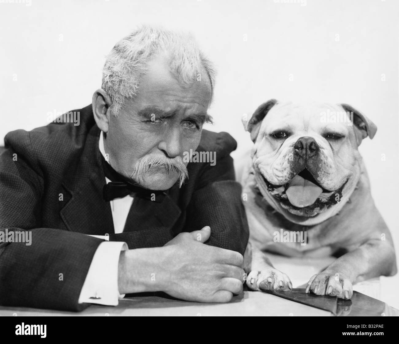Porträt von Mensch und Hund Stockfoto