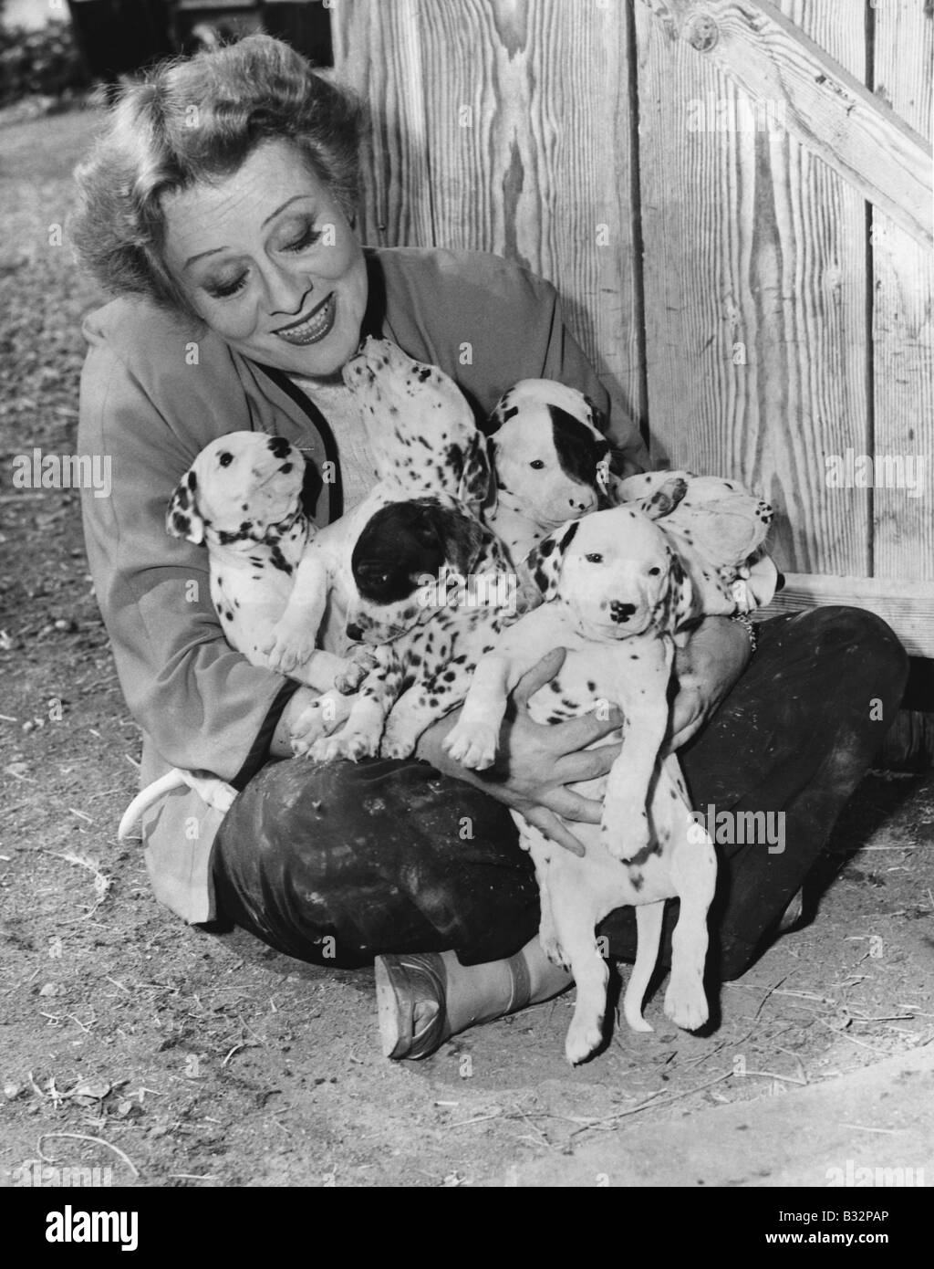 Frau mit Welpen Stockfoto