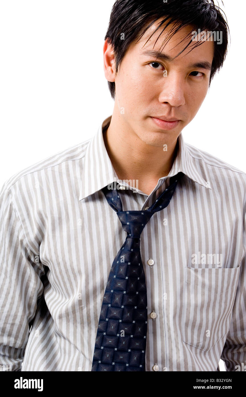 Junge asiatische Geschäftsmann mit Krawatte etwas rückgängig gemacht Stockfoto