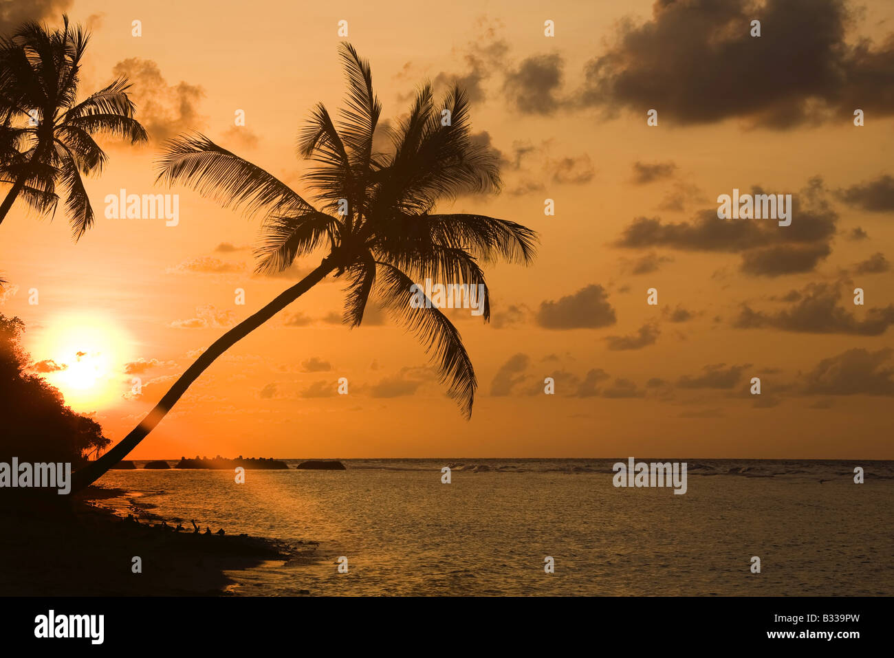 Sonnenuntergang am Traumstrand Stockfoto