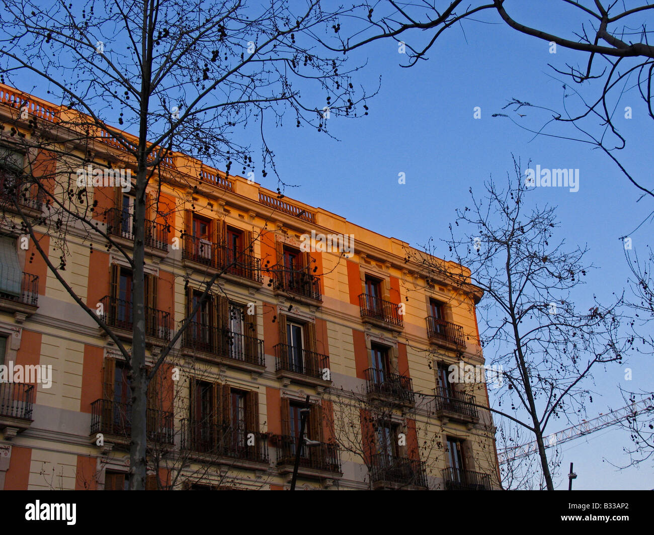 Fassade eines Hauses auf der Rambla in El Raval, Barcelona, Katalonien, Spanien Stockfoto