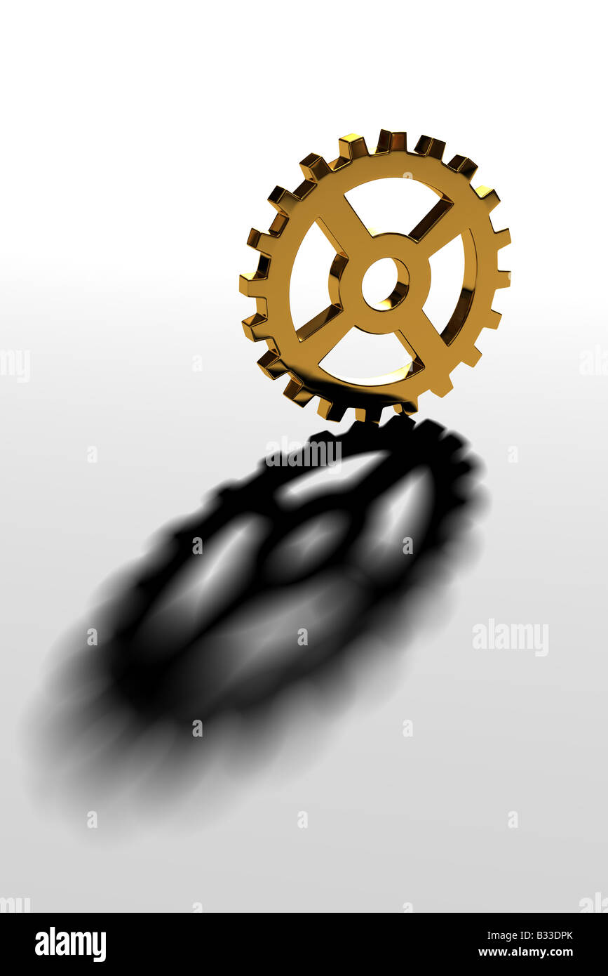 Goldene Zahnrad Stockfoto