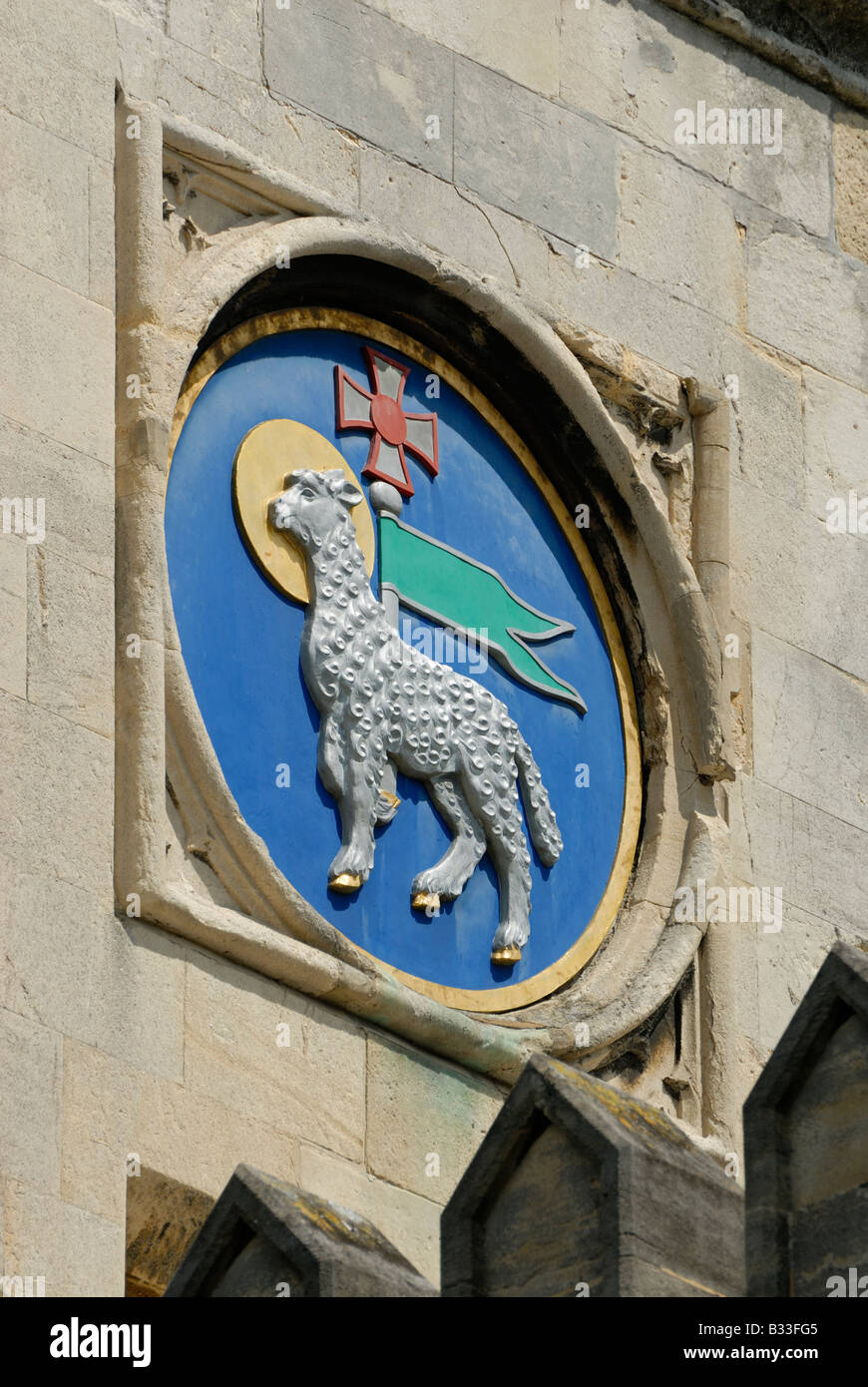 Lamm und Fahne, Pfarrkirche St. Johannes der Täufer, Windsor Stockfoto