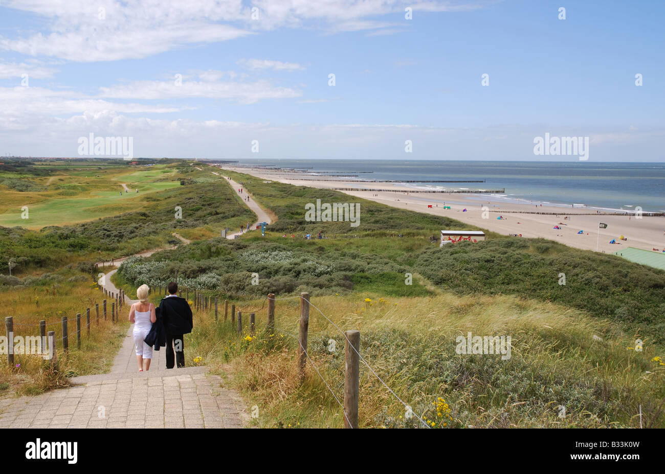 Überblick über Dünen und Golfplatz Domburg-Walcheren-Zeeland-Niederlande Stockfoto