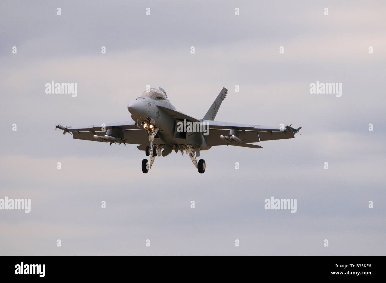 Boeing F/A-18F nahenden Start-und Landebahn ins Land Farnborough Air Show 2008 Stockfoto