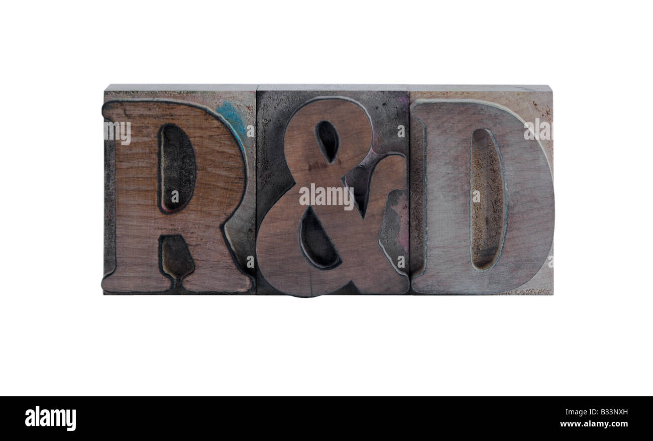 R&D in alten, blau gefärbten Holzart Stockfoto