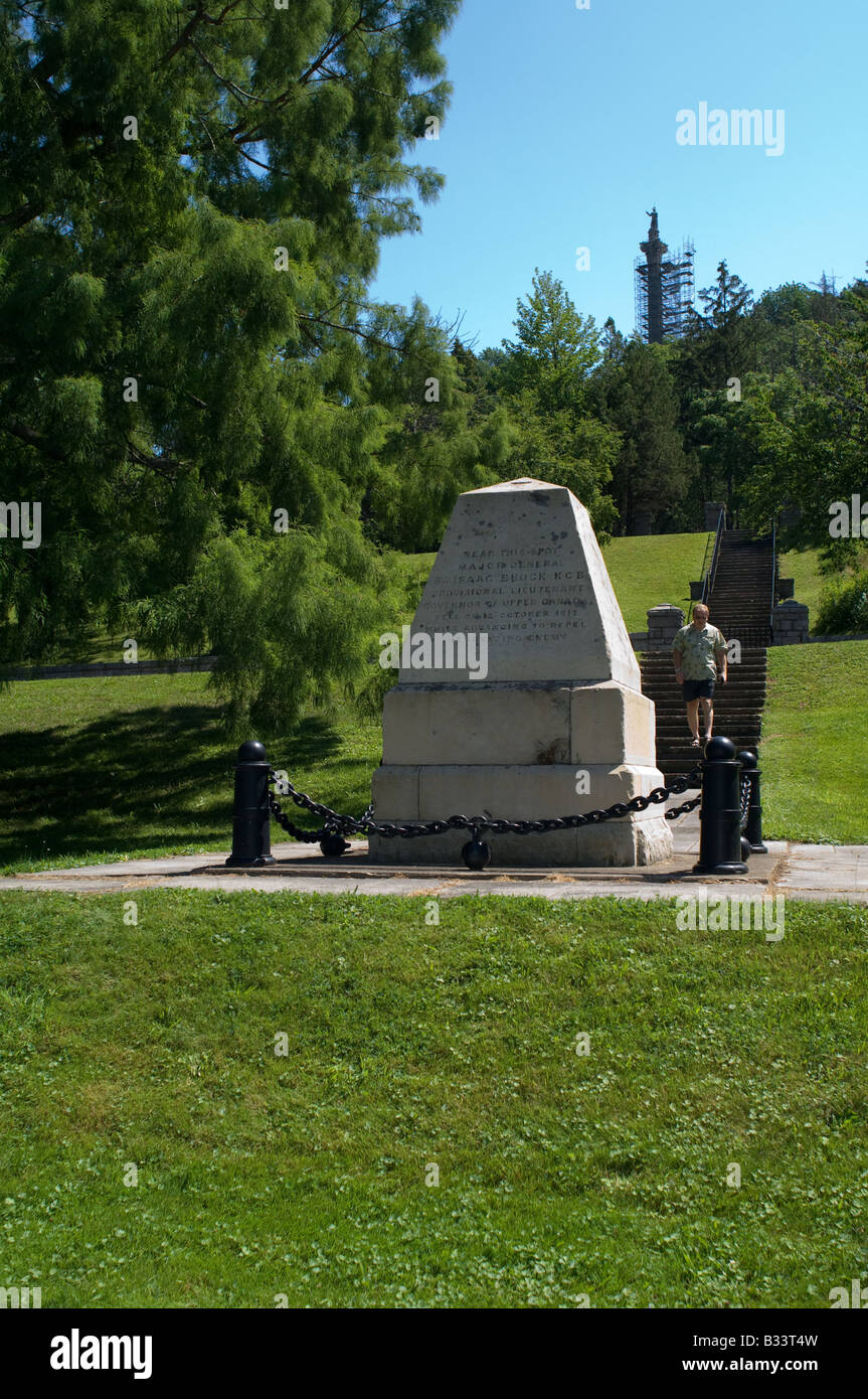 Denkmal markiert die Stelle, wo Sir Issac Brock in der Schlacht während des Krieges von 1812 fiel Stockfoto