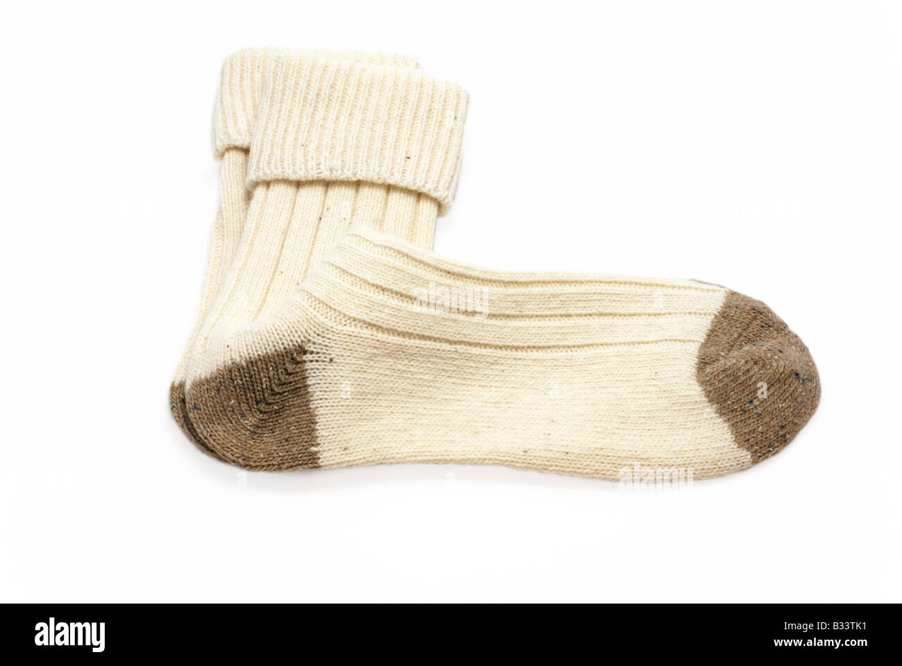 Off-White Wolle Socken Stockfoto