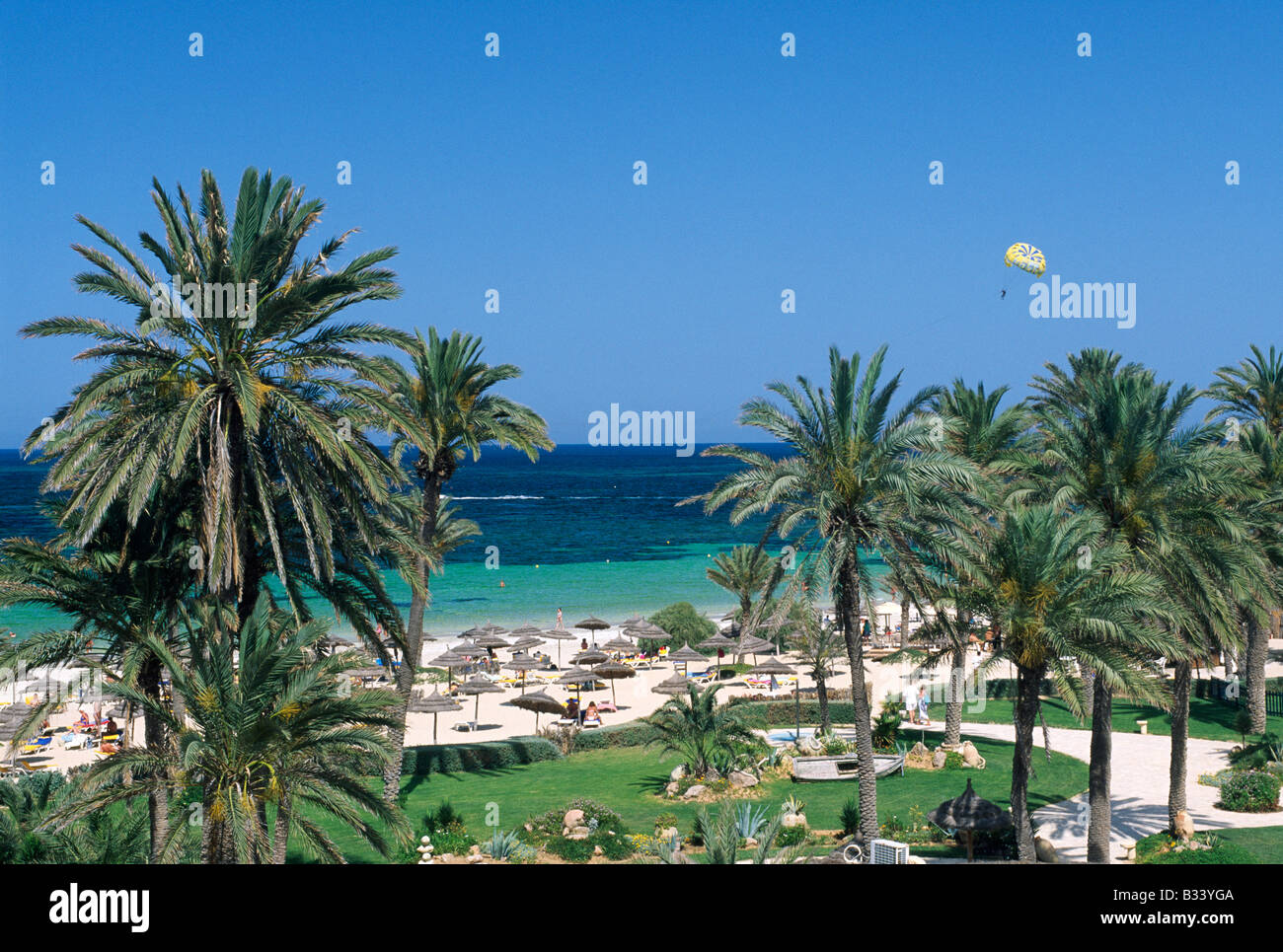 Beach in der Oase Zarzis Djerba Insel Tunesien Stockfoto