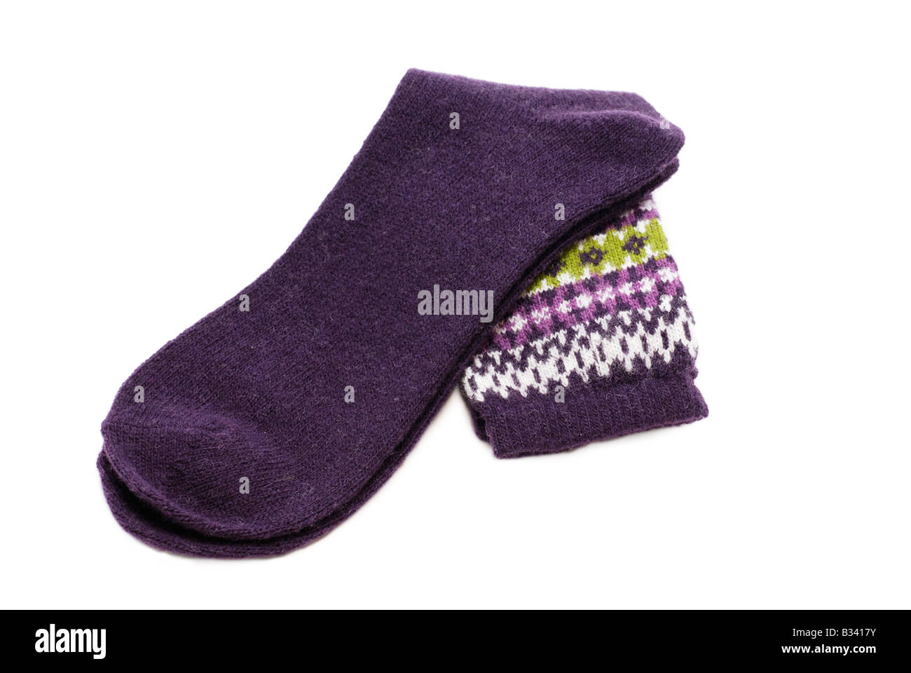 Paar Wintersocken aus Wolle Stockfoto