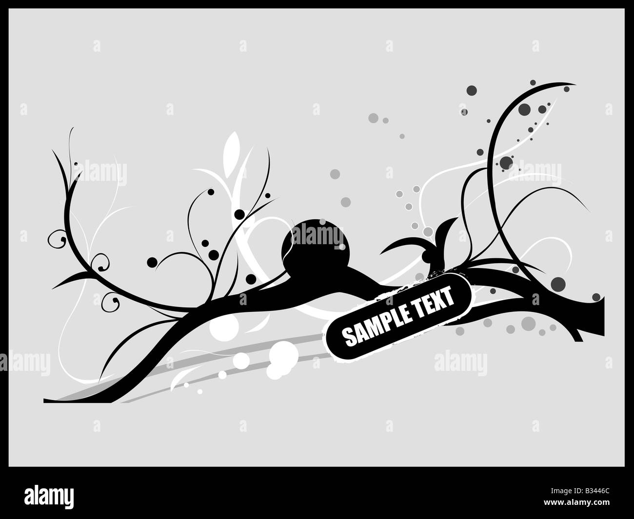 Floral Zweig mit Beispieltext Stockfoto