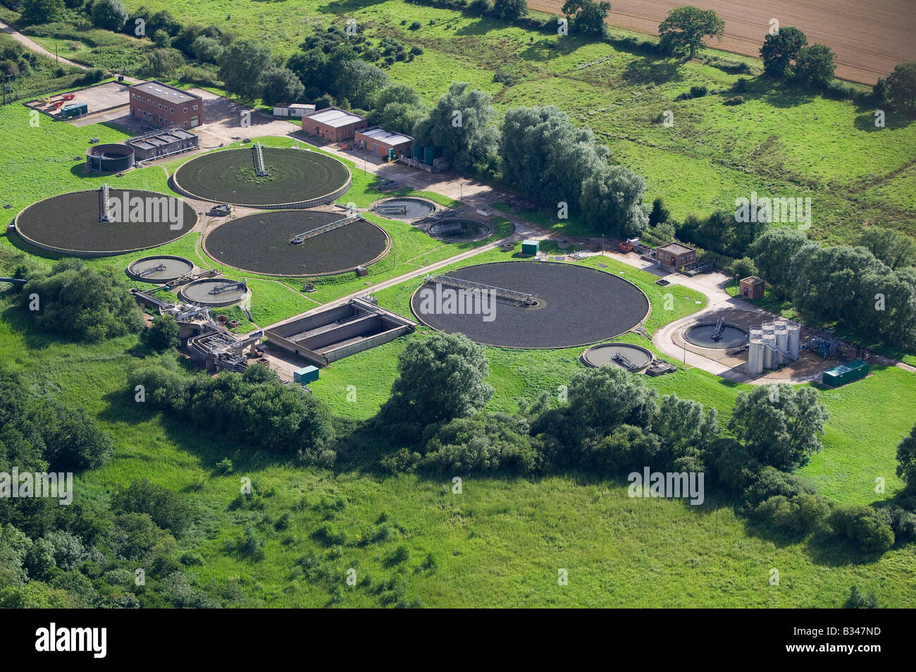 Luftaufnahme der Abwasser-Anlage, Norfolk, england Stockfoto
