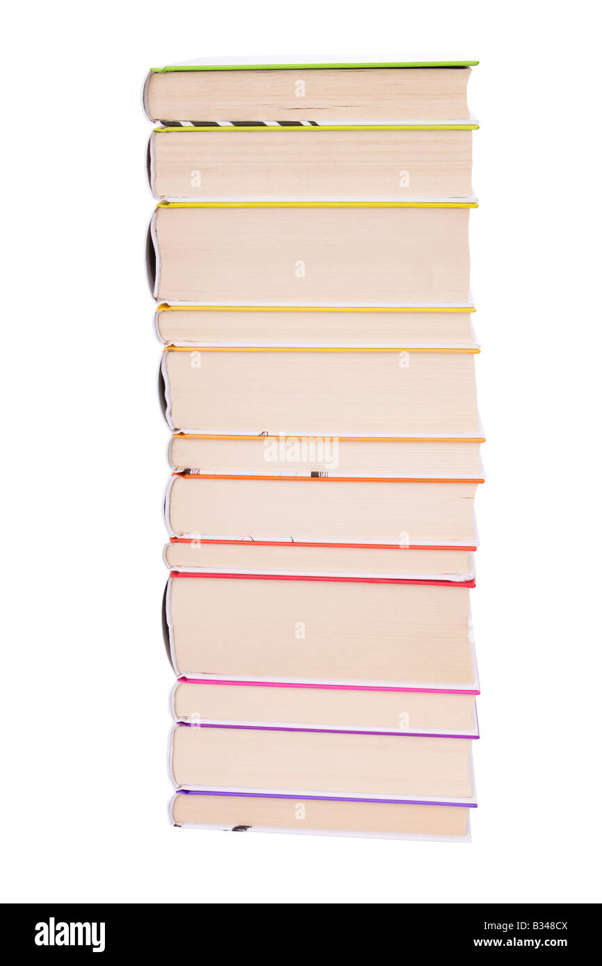 Stapel Bücher isoliert auf weiss Stockfoto