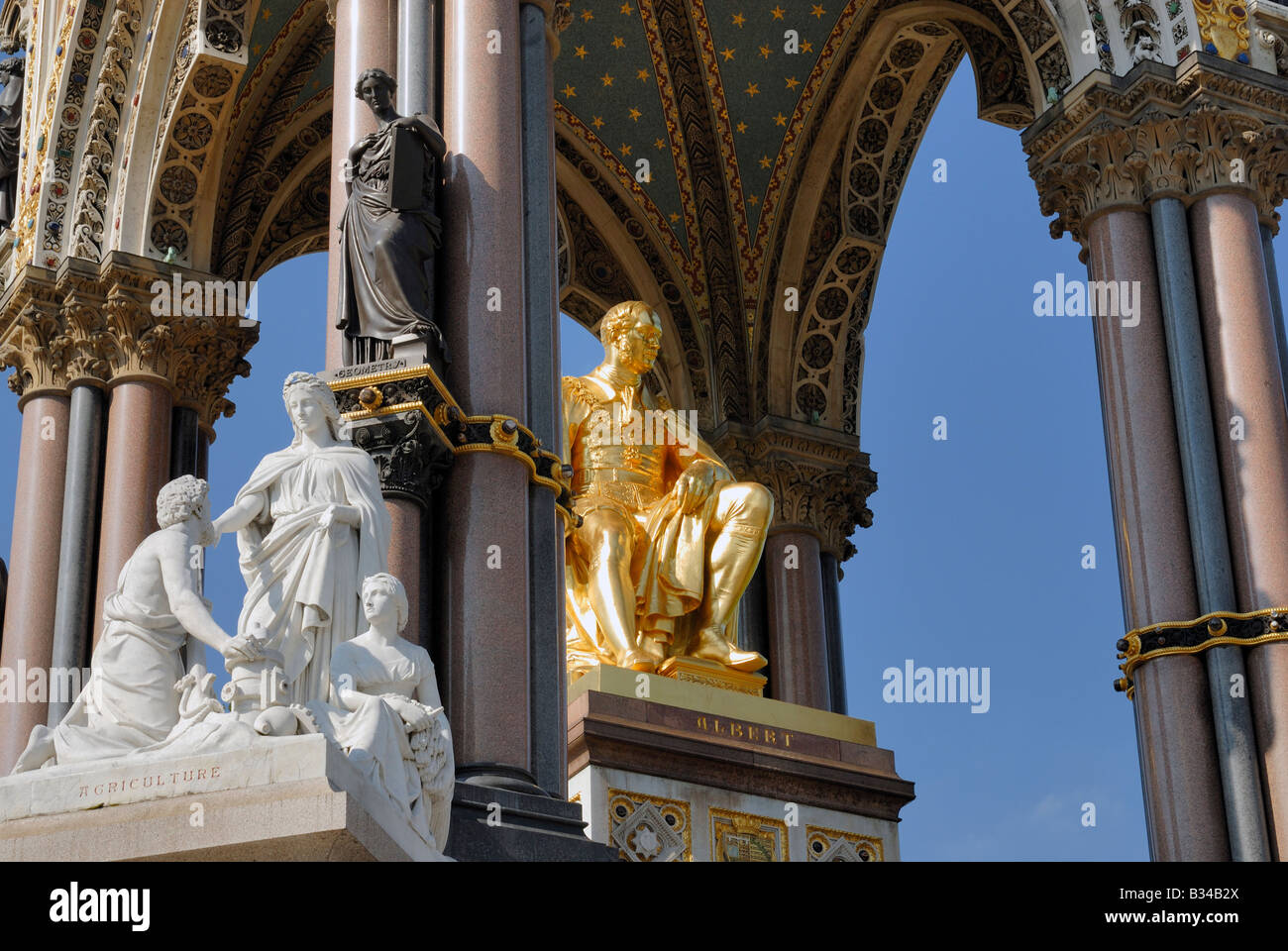 Albert Memorial Nahaufnahme, Kensington Gardens, Stockfoto