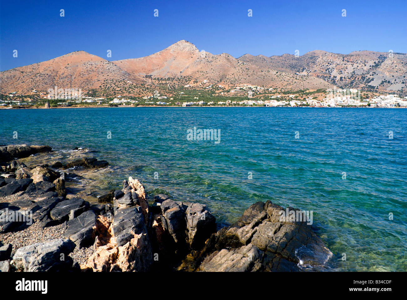 Montieren Sie Oxa von Kolokytha Halbinsel Elounda Agios Nikolaos Kreta Griechenland Stockfoto