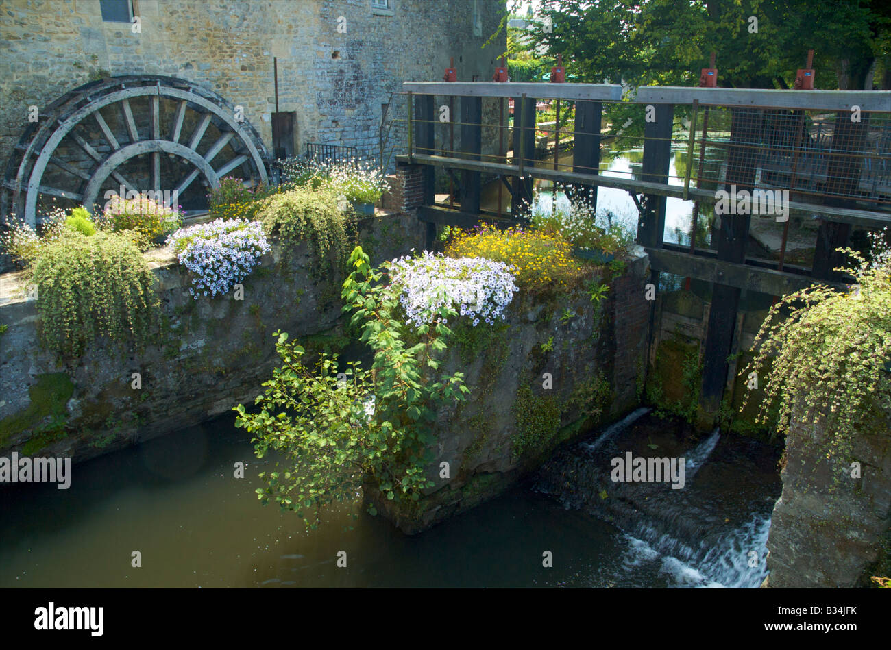 Wasserrad Bayeux Normandie Frankreich Stockfoto