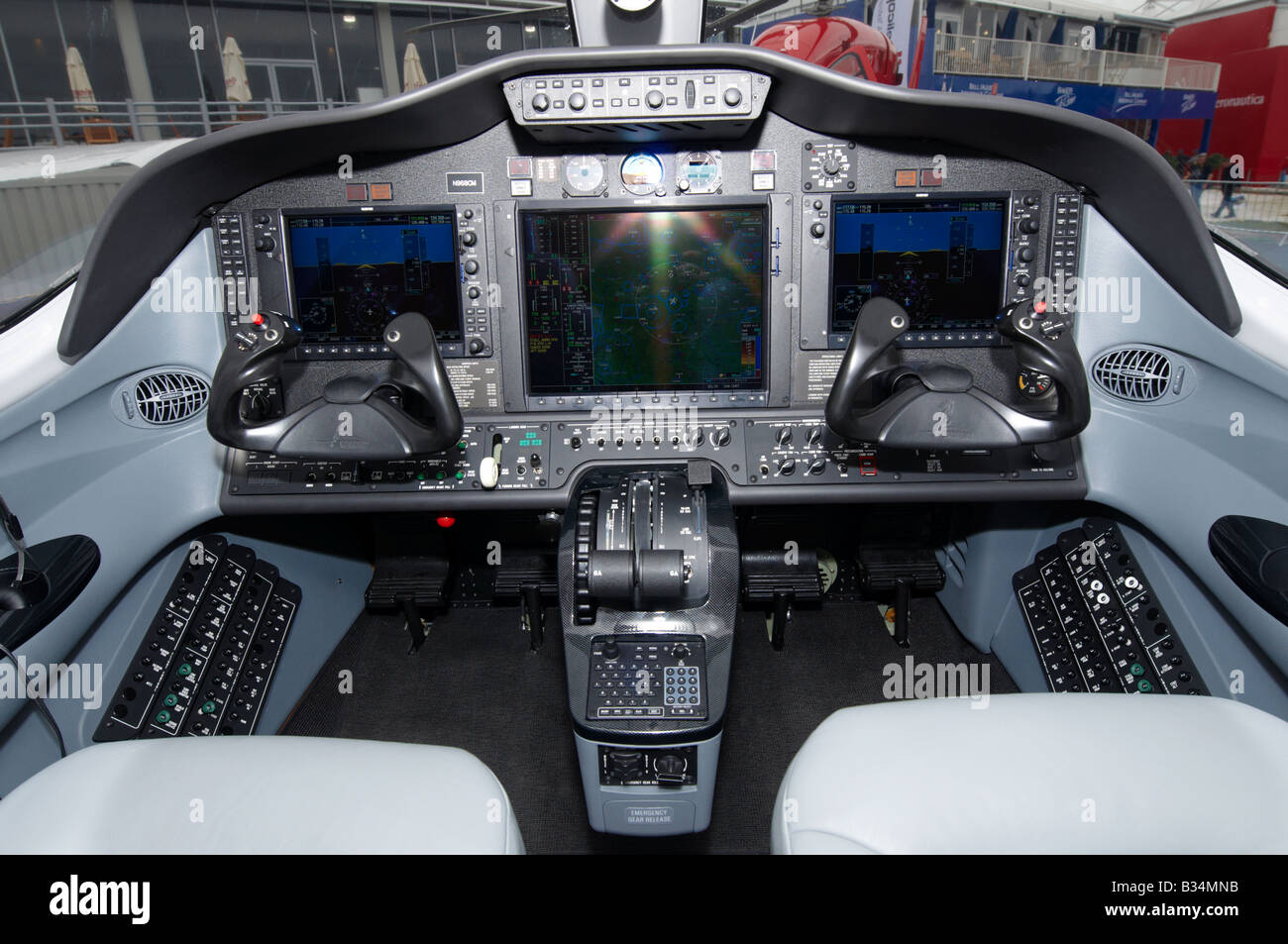 Cessna Mustang Cockpit Leichtflugzeug Farnborough Air Show 2008 Stockfoto