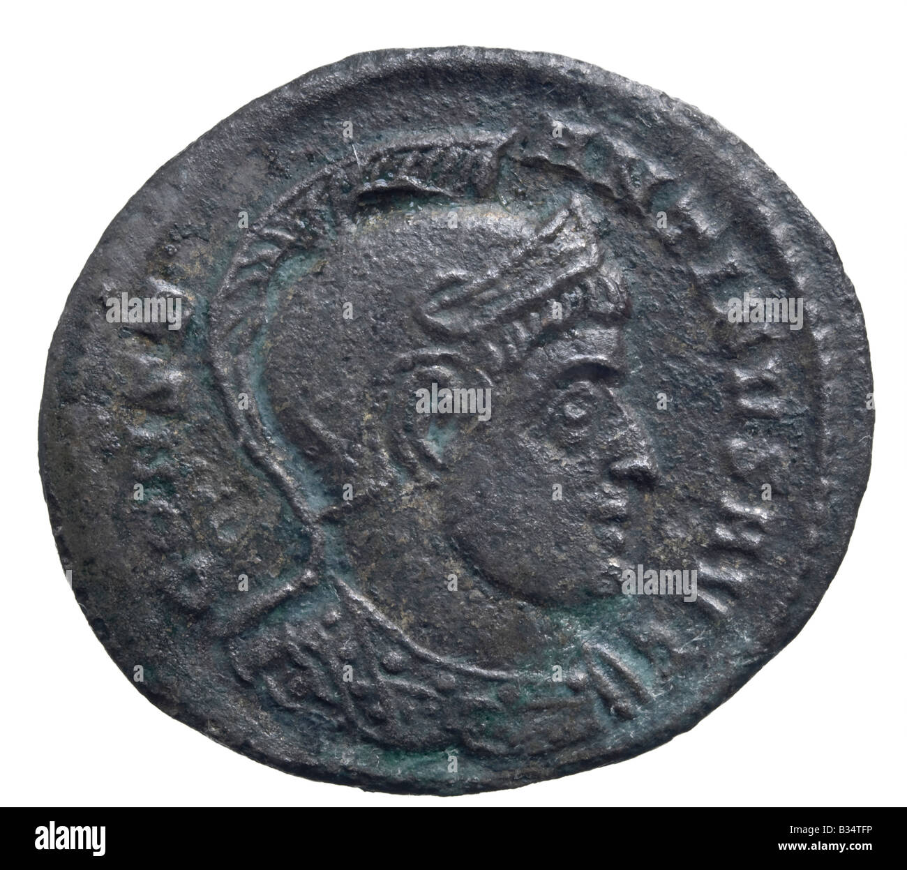 Römische Münze. Follis des Konstantin Bronze ich (319/320AD) Vorderseite Stockfoto