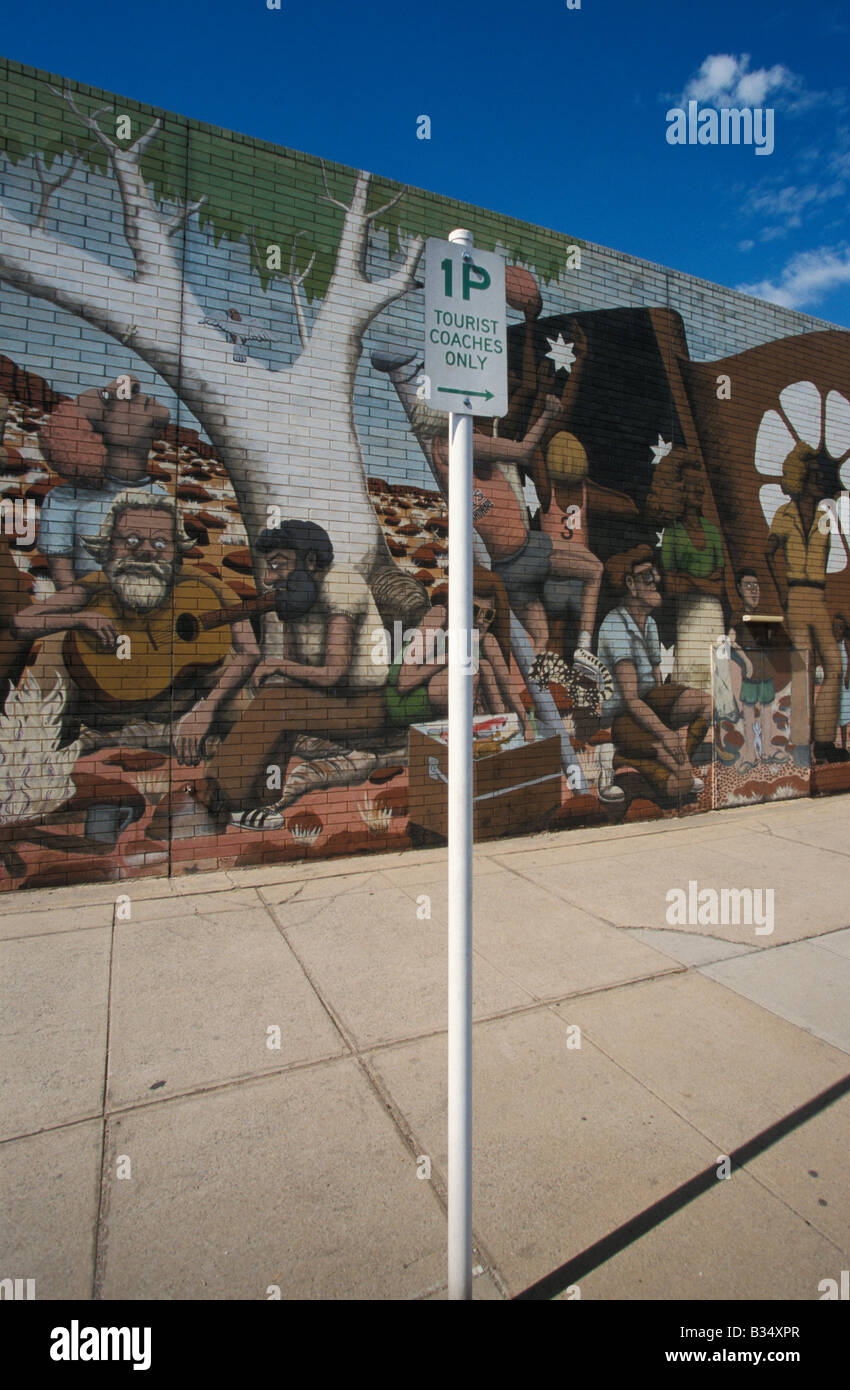 Wandbild Wand Darstellung Gebiet leben Alice Springs Northern Territory Australien Stockfoto