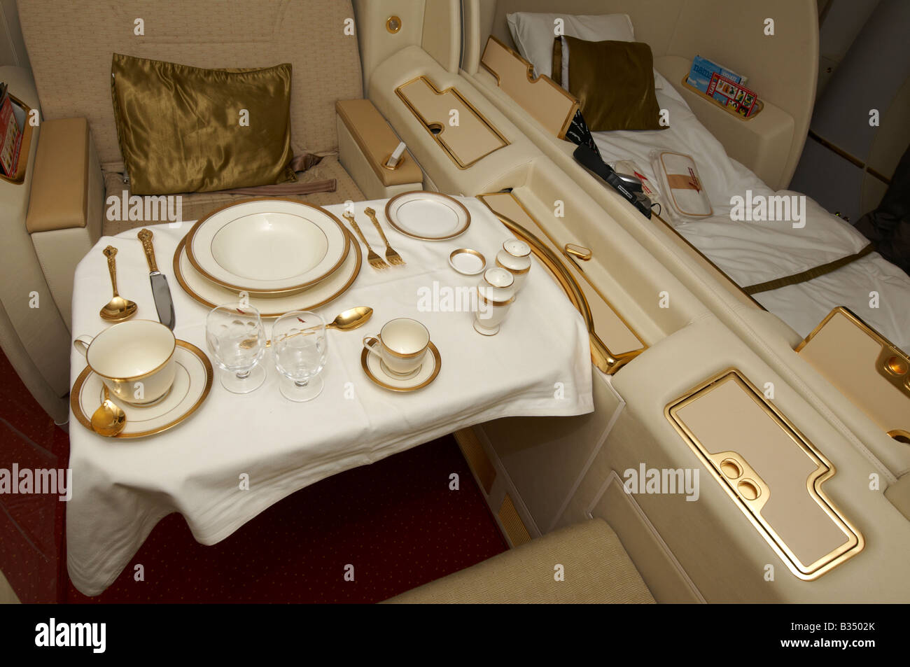 First Class Air India Boeing 777-300ER Farnborough Air Show 2008 Stockfoto