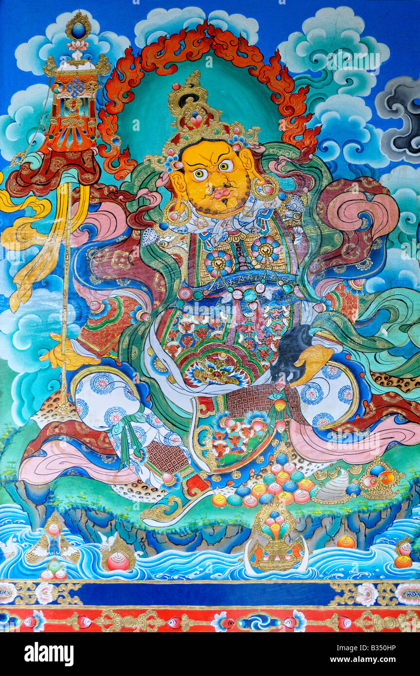 Tibetisch-buddhistische Gemälde Bhutia Busty Kloster Darjeeling Stockfoto