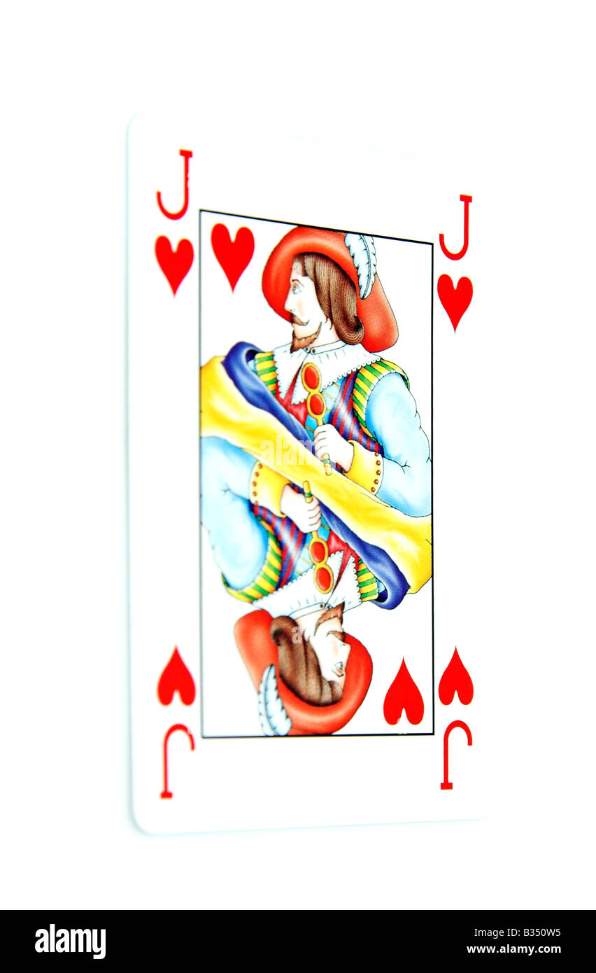 Jack of Hearts, Spielkarte, weißer Hintergrund Stockfoto