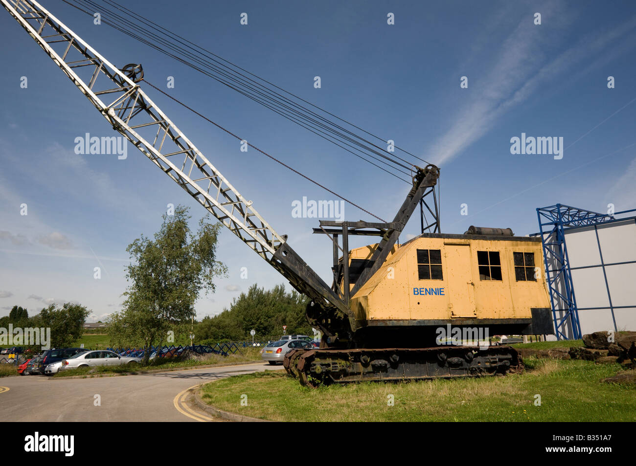 Snibston Entdeckerpark, Coalville, Leicester. Bennie Ruston-Bucyrus 54RB Diesel betriebene Seilbagger Zeche Leics GB UK Museum tr Stockfoto