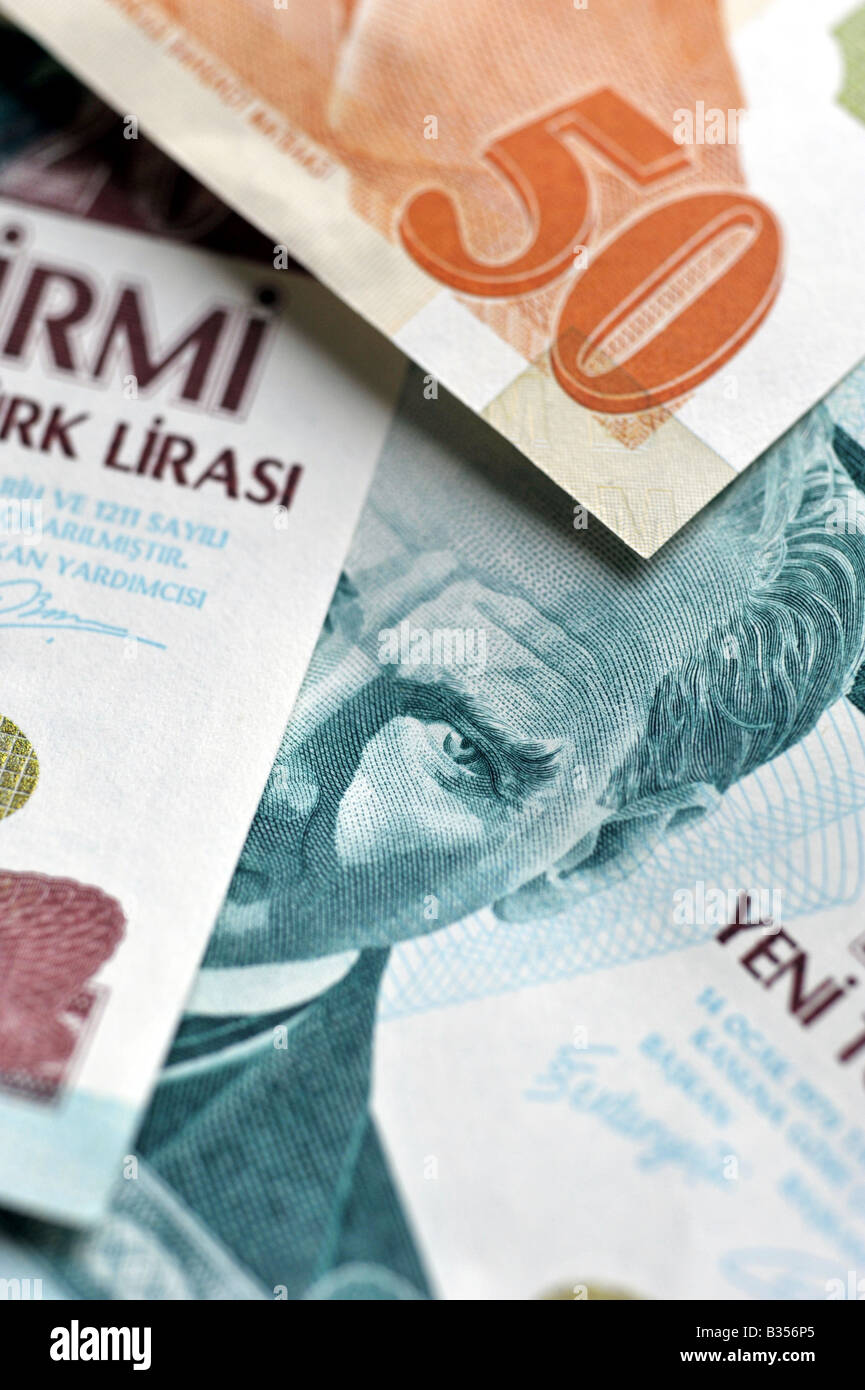 Türkische Lira-Banknoten Stockfoto