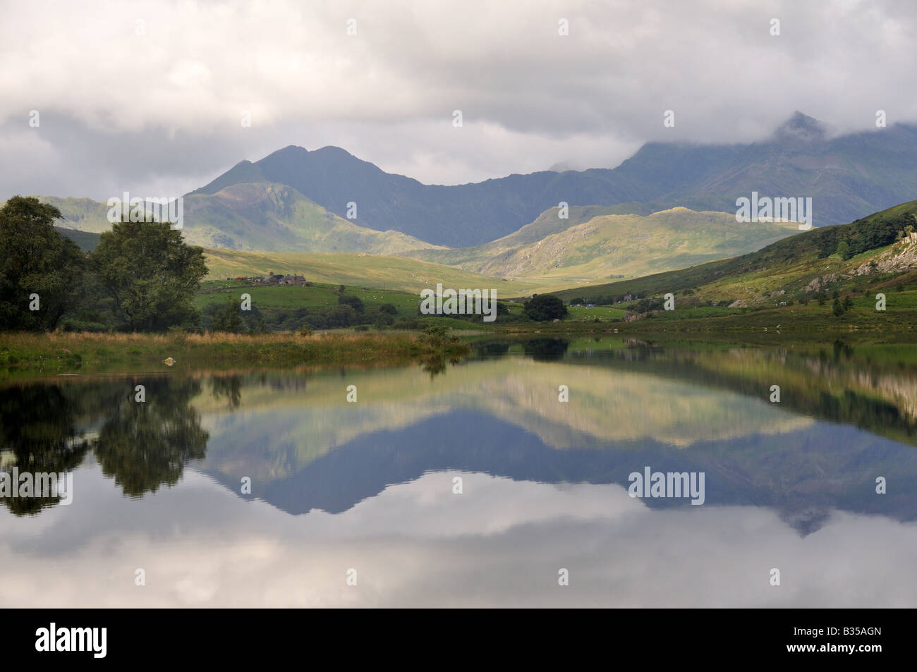 Am frühen Morgen in Llyninau Mymhyr Capel Curig Snowdonia Wales Cymru UK Stockfoto