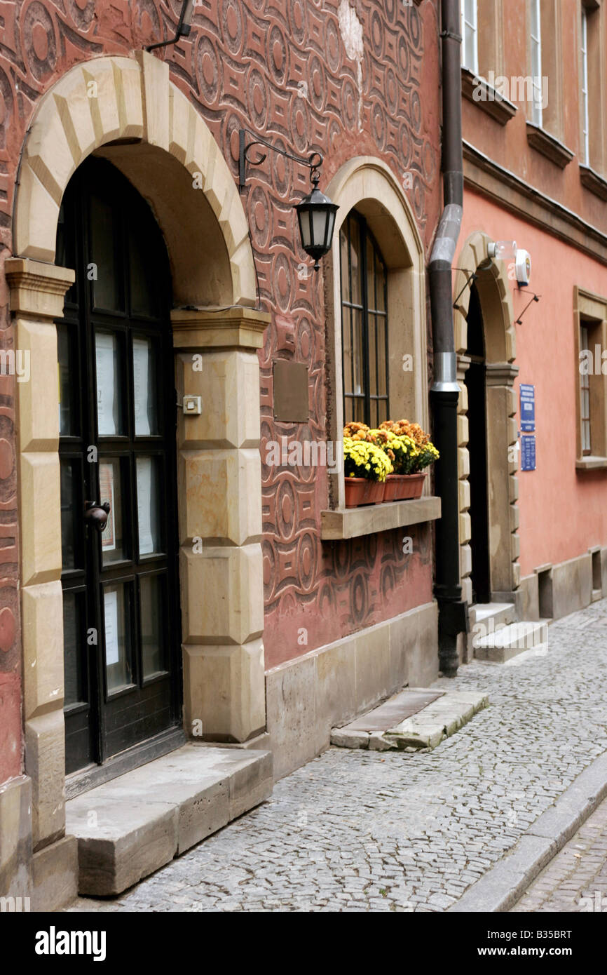 Nahaufnahme von historischen Häusern im jüdischen Ghetto, Warschau, Polen. Stockfoto