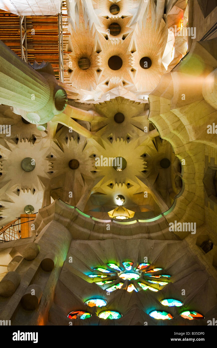 Spanien Barcelona Sagrada Familia Kirche entworfen Architekt Antoni Gaudi und im Bau Stockfoto